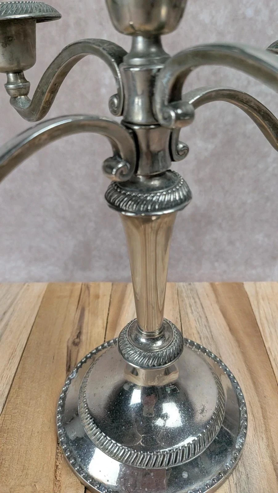 Candelabro antiguo de metal argenté de 5 luces – photo 3